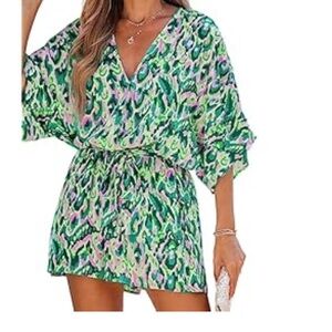 Cupshe Green and Pink Patterned Women's Romper